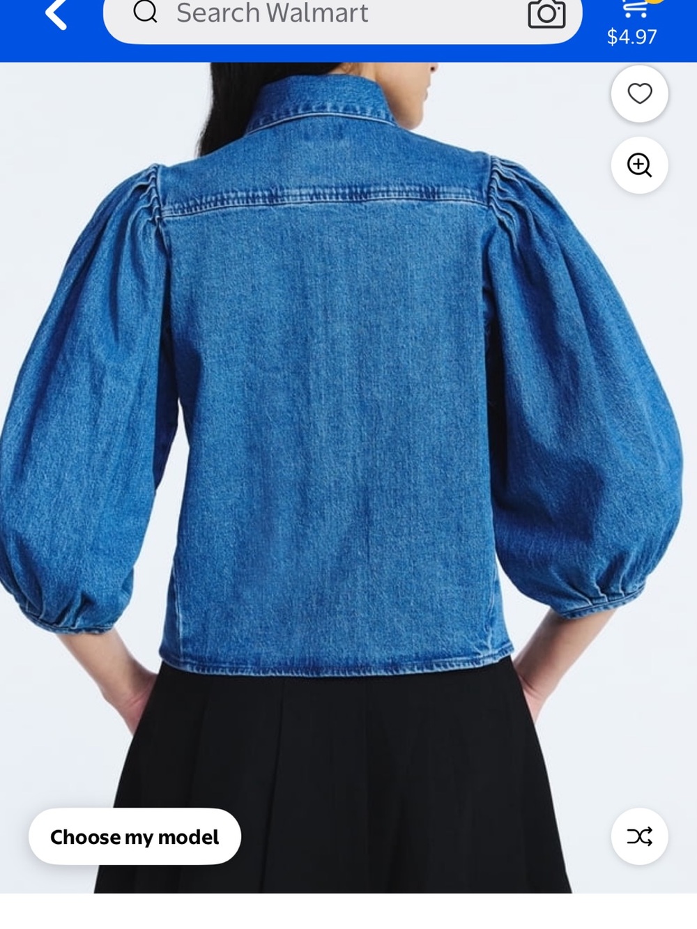 Scoop denim 3/4 puff sleeve shirt
Medium wash - Picture 2 of 6